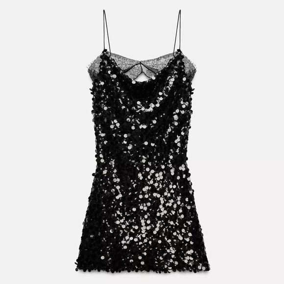 Zara lace sequin mini dress - Picture 3 of 9